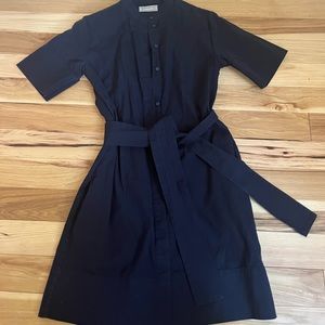 Everlane Cotton Collarless Belted Shirt Dress